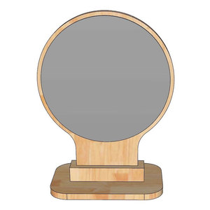 Miroir de maquillage rond sur pied en bois naturel GNG003 - Product Image 2