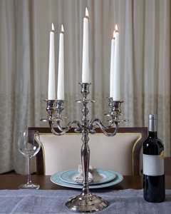Candelabro de aluminio plateado de 5 brazos mejor valorado Fiesta en Casa Única Decorar portavelas Soporte Artesanía hecha de vidrio - Product Image 3
