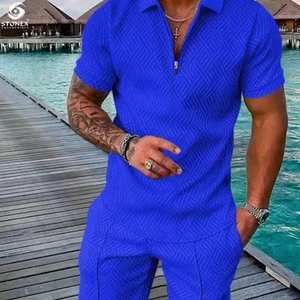 Ensemble 2 pièces d'été décontracté pour hommes Nouvel arrivage Ensemble d'été court avec logo Slim Fit pour hommes - Product Image 3