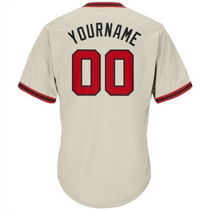 Personnalisé Personnalisé Rouge-Noir Authentique Throwback Rib-Knit Baseball Jersey Shirt - Product Image 3