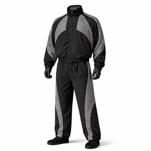 Men’s <b>Black</b> Grey <b>Windbreaker</b> Tracksuit Set Lightweight Nylon Track Suit Full Zip Jacket Jogger Pants Custom Logo OEM ODM - Product Image 1