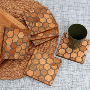Modern Design Wooden Coaster Handmade Square Wood Coaster 5mm Thick Home Dining Table Coffee <b>Mats</b> For Hotel & Restaurant - Product Image 1