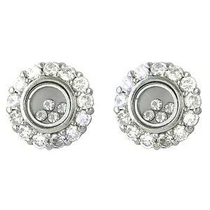 Boucles d'oreilles clous en argent avec diamants flottants pour femme, bijoux élégants, cadeau - Product Image 1