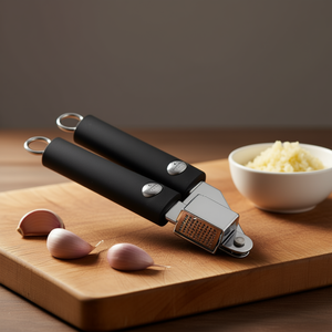 Prensa de Ajo Ghidini Cipriano 1703 de Acero TWIST Cromado y Negro 20x6cm, Utensilio para Frutas y Verduras - Product Image 3