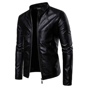 Veste bomber imperméable coupe ajustée rembourrée en cuir PU à col montant avec logo personnalisé en gros pour hommes, nouvelle collection 2025 - Product Image 2