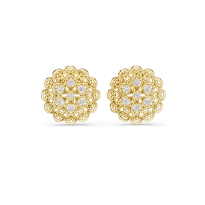 Boucles d'oreilles clous florales en diamant de laboratoire 0,126 CT, clarté VVS-VS EF, or 18 carats, 14 carats, 10 carats et argent 925, or rose, or jaune, or blanc - Product Image 3
