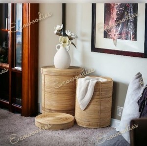 New Fashion Natural Durable Luxury Elegant <b>Beige</b> Laundry Hamper Lid Clothes <b>Storage</b> Bamboo Laundry Basket Home Multi-Functional - Product Image 6
