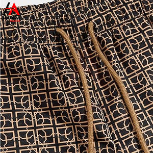 Short de bain homme noir solide Style High Street Tissu en coton doux Léger 180 GSM Taille élastique Cordon de serrage Séchage rapide - Product Image 3