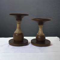 Support de bougie pilier artisanal en bois de manguier de style américain vintage, décoration de luxe pour la maison, Noël, mariages, modèle UPOD