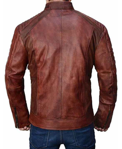 Custom Logo Men's Autumn Genuine Leather Vintage Stand Collar <b>Sherpa</b> <b>Lined</b> <b>Jacket</b> with Front Logo DDP Shipping - Product Image 2