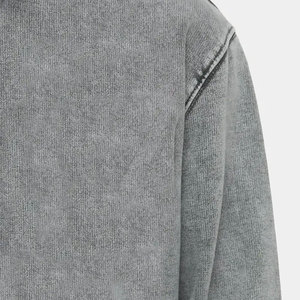 Sudadera con capucha de lana lavada con ácido para hombre, 3D logotipo bordado con estampado de alta calidad, diseño de patrón sólido, tallas de invierno, cuello teñido liso a prueba de agua - Product Image 4