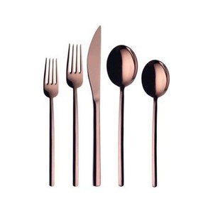 Nuevo diseño logotipo personalizado chapado en oro rosa mango largo y delgado con juego de utensilios de cubiertos de aspecto moderno plateado único - Product Image 1