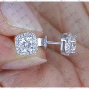 ต่างหูเพชรเม็ดเดี่ยวทรงกลมแบบตัดมอยส์ซอไนต์สำหรับผู้หญิงต่างหู925สีเงินสเตอร์ลิงคลาสสิกแบบปรับแต่งได้ - Product Image 2