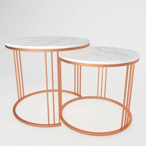 Table d'appoint moderne en marbre pour le salon en acier inoxydable Table basse moderne en marbre doré - Product Image 2