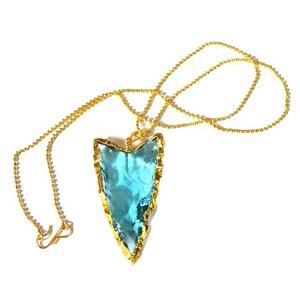 Collares de joyería de moda Collar de puntas de flecha con forma de luna de cristal verde natural - Product Image 5