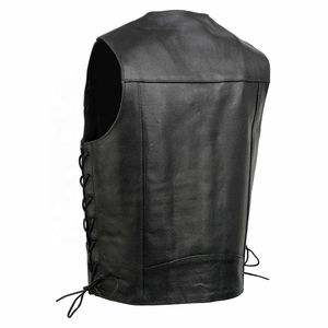 Gilet de moto en cuir véritable de vachette de qualité pour hommes, gilet de motard personnalisé avec des caractéristiques respirantes et coupe-vent - Product Image 2