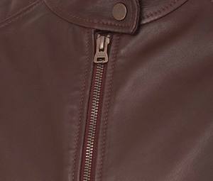 แจ็คเก็ตหนังแกะสีน้ำตาลเข้มสำหรับผู้หญิง ระบายอากาศได้ดี แบบเย็บติดกัน มีซิป ทรงนักแข่ง บุด้วยผ้าฝ้าย - Product Image 3
