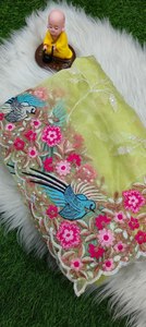 הבד הקל הוא משופר עם תבניות פייזלי המודפס בלוק גבולותיה משובחים סארי - Product Image 6