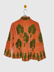 Chaqueta de Terciopelo con Cuello Mao y Patrón de Cactus Bordado, Manga Larga, Corte Regular, para Adultos, Ropa de Otoño - Product Image 2