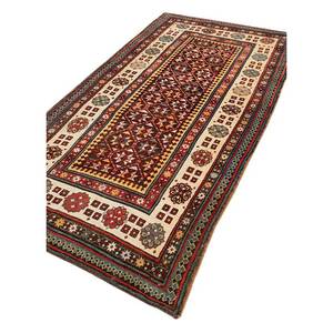 Alfombra de Lana Anudada a Mano con Diseño Geométrico Aalam, Tejido Plano, para Sala de Estar, en Gris y Negro, para el Hogar o el Pasillo - Paem-222 - Product Image 2