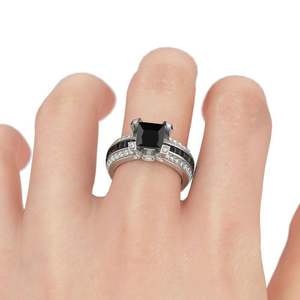 Jeulia Interchangeable Princess Cut Sterling <b>Silver</b> <b>Ring</b> <b>Set</b> for Anniversary - Product Image 4