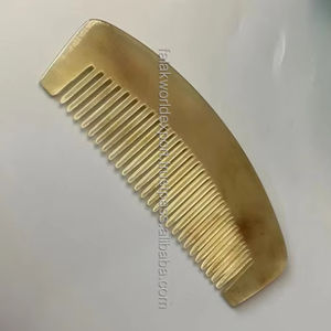 Peigne artisanal en corne de buffle à dents fines, antistatique, pour la santé des cheveux et du cuir chevelu, décoration, artisanat en corne de bœuf sculptée par FWE - Product Image 2