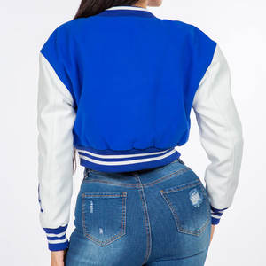 OEM personnalisé de haute qualité corps en laine femmes Letterman veste respirant manches courtes haut court brodé tricoté pour les filles - Product Image 4