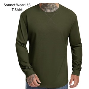 Sweat-shirt en coton lourd uni, chemise personnalisée pour homme, t-shirt à manches longues - Product Image 2