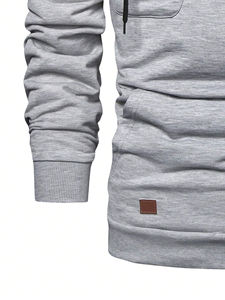 Personnalisé poids lourd peigné anneau filé coton biologique sweats à capuche homme 100% coton Pima lourd quart fermeture éclair sweats à capuche - Product Image 3