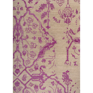 Alfombras de Lana y Seda Anudadas a Mano del Lejano Oriente, Diseño de Medallón Rosa y Morado para Uso Doméstico-SKRT-817 - Product Image 3