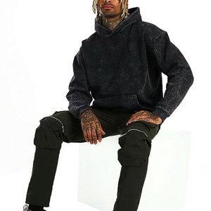 เสื้อฮู้ดดี้ผู้ชายสไตล์วินเทจ ทรงโอเวอร์ไซส์ น้ำหนักเบา ผ้าฝ้าย 100% ล้างสีแบบแอซิดวอช สำหรับฤดูหนาว รับผลิตตามสั่ง (OEM) ขายส่ง ปรับแต่งได้ - Product Image 3