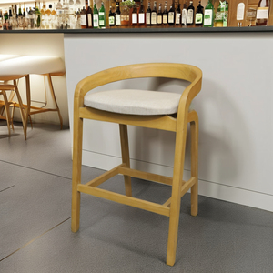Chaise de bar commerciale moderne en bois massif - Conception robuste et stable avec accoudoirs fixes pour bar à domicile et usage en villa - Product Image 5