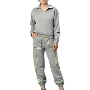 Trajes de chándal con logotipo personalizado para mujer, traje deportivo para correr, chándal de lana de 2 piezas, chándales de algodón 100% 2026 - Product Image 1