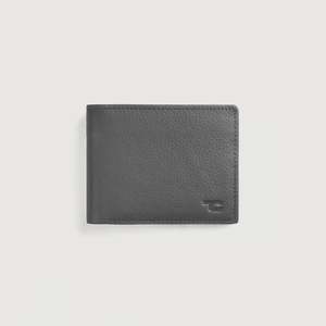 Voren Bi-fold Lady Wallet <b>Grey</b> Leather RFID Feature Genuine Leather Polyester Canvas Lining Open Closure Printed Style Short - Product Image 1