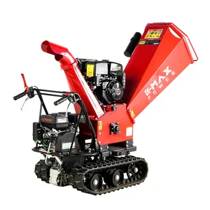 K-MAXPOWER High Efficiency Crawler Wood Chipper WIth Track 15HP Gasoline Powered Branch Shredder Wood Chipper Shredder For Sale