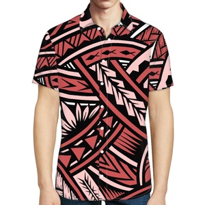 Chemise manches courtes pour homme de Papouasie-Nouvelle-Guinée Top noir Bas rouge Jaune Oiseau Drapeau Motif Tribal Top décontracté - Product Image 2