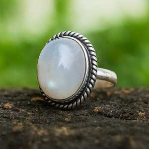 แหวนเงินสเตอร์ลิง925ชั้นเยี่ยมแหวนวงรีขนาด8x10มม. เครื่องประดับแฟชั่นทำด้วยมือ - Product Image 4