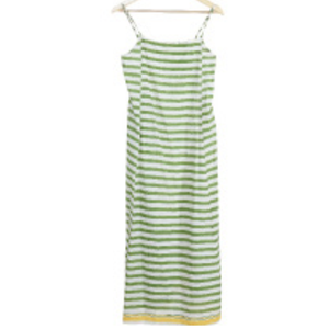 AMBER 154 - Elegante Vestido Lencero de Algodón a Rayas para Mujer, Transpirable, Tallas Grandes, Largo hasta el Suelo, Cintura Natural, para Ocasiones Diurnas - Product Image 1