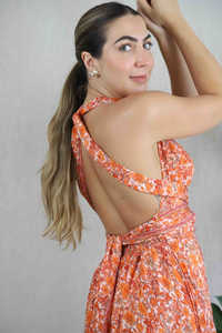 Nouvelle arrivée Sexy sans manches col en v profond dos nu mode femmes été Floral Maxi robe 2025 nouveauté au meilleur prix toujours - Product Image 2