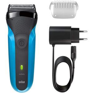 Rasoir électrique rechargeable USB pour hommes, rasoir rotatif bleu pour utilisation humide ou sèche avec 5 peignes, tondeuse à barbe, étanche IPX7, triple lame - Product Image 5