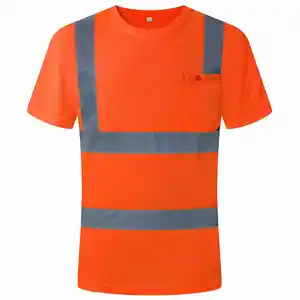 2024 Stijl Op Maat Gemaakte Hoge Zichtbaarheid Reflecterende T-Shirt Custom Reflecterende Veiligheid Halve Mouw Outdoor Wear T-Shirt Voor Mannen
