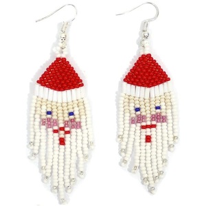 Couleurs personnalisées Père Noël perles de rocaille broderie à la mode en forme d'étoile boucles d'oreilles pour les fêtes chrétiennes bijoux de vacances - Product Image 6