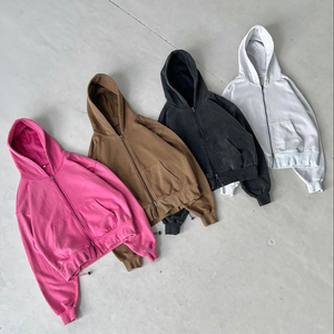 Fabricant de vêtements coton Vintage lavage impression numérique personnalisée sans corde sans fil surdimensionné sweats à capuche unisexe pour solide - Product Image 4