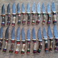 Vente en gros Couteau de chasse à lame fixe de haute qualité en acier au carbone Couteaux de camping avec poignées personnalisées Garantie de 3 ans