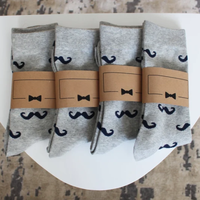 Chaussettes personnalisées pour garçons d'honneur, motif moustache, antibactériennes, impression jacquard, marque privée, fabricant ODM