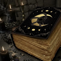 Journal en cuir de serpent noir imprimé 400 pages, Grimoire de sorcellerie phases lunaires, Livre de sorts fait main, Papier à bords festonnés, Couverture rigide