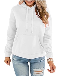Sudaderas con capucha especiales personalizadas para mujer, sudaderas con capucha de talla grande de algodón en blanco de alta calidad, jersey con cordón de Color sólido de manga larga - Product Image 4