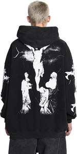 Sweat à capuche imprimé graphique délavé vintage pour hommes Sweat à capuche en coton chaud Pull à capuche pour vêtements d'extérieur - Product Image 4