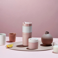 [STACKUP] Ensemble de bouteilles Block Bottle, compartiments empilables, design modulaire, gobelet, niveaux de volume réglables, impression sérigraphique, Tritan