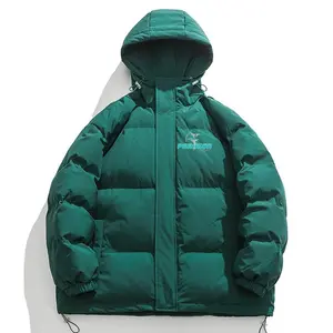 Green Puffy Coat New Design Cor Bonita 100% Poliéster Impermeável Homens Puffy Jackets